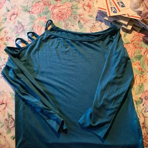 Long Sleeve Women’s Blue Size Medium With One shoulder see Open - Picture 1 of 11